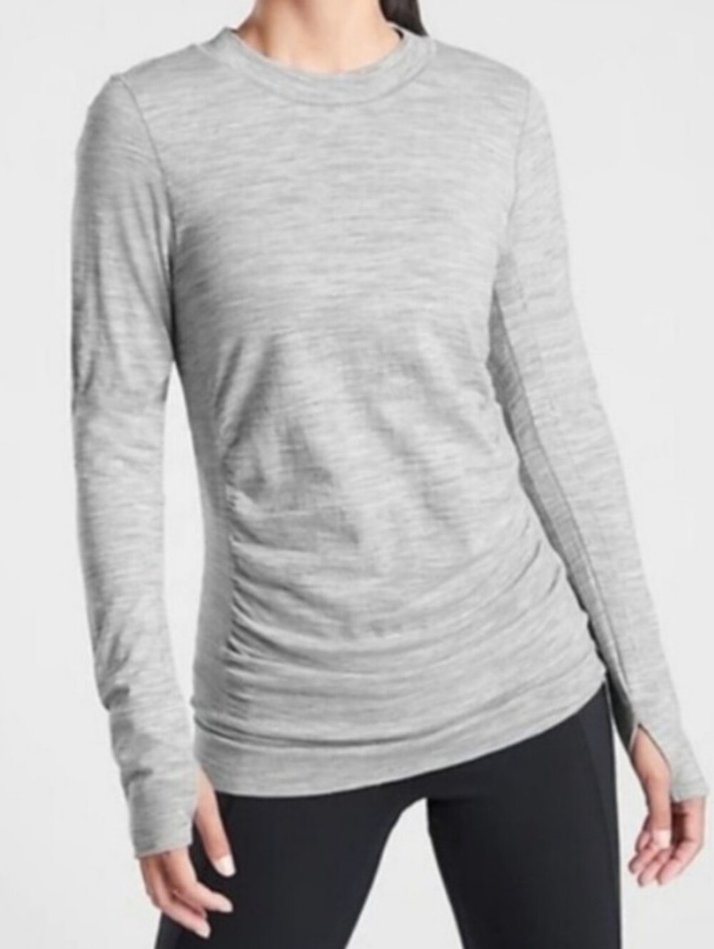 Athleta Foresthill Ascent Seamless Long Sleeve Top In Gray Yoga Gym Workout!XS